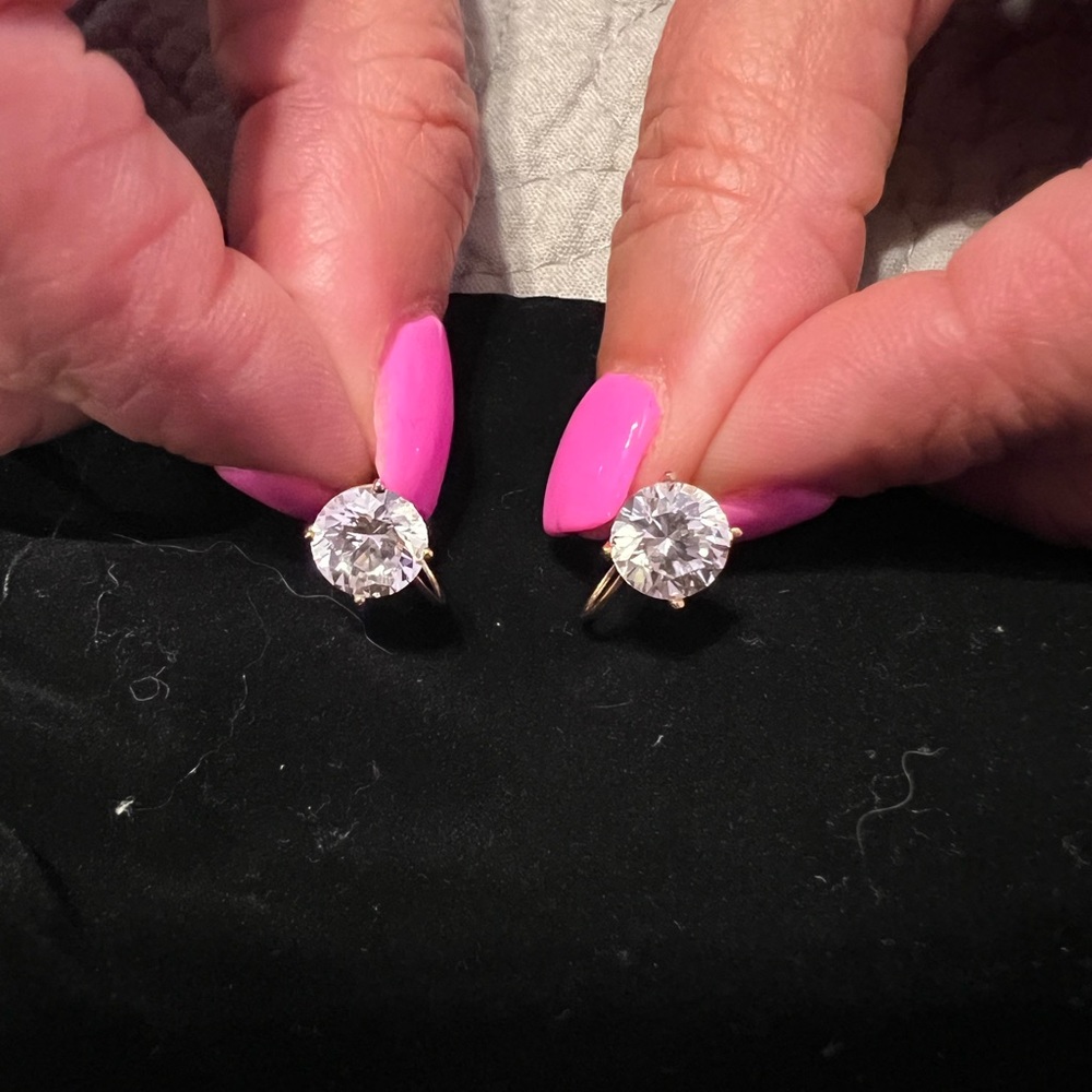 Vintage 14k gold CZ clip-on earrings.